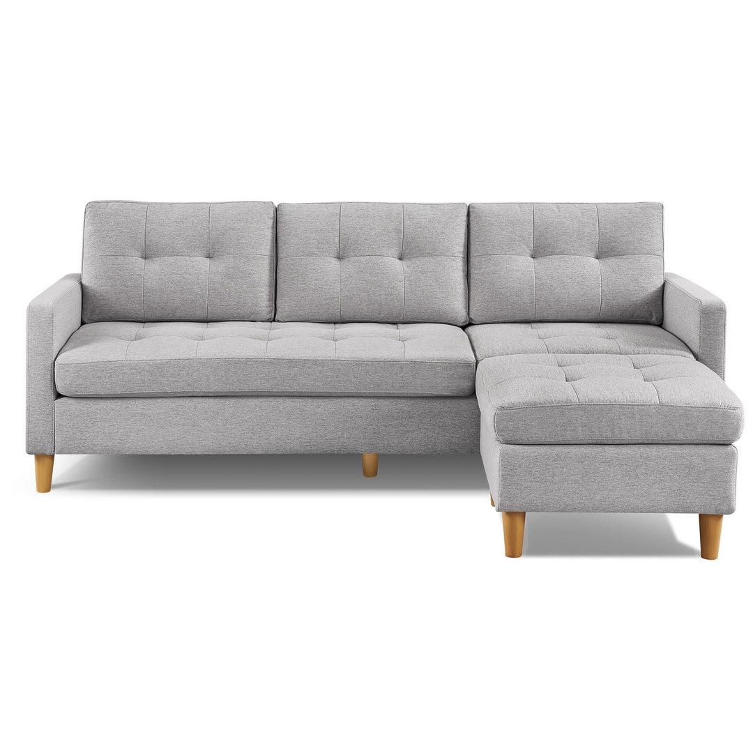 87" Light Gray Polyester Blend Sofa With Ottoman With Natural Legs Image 3