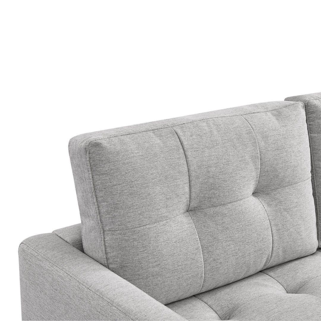 87" Light Gray Polyester Blend Sofa With Ottoman With Natural Legs Image 4