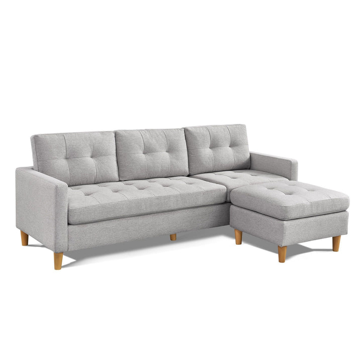 87" Light Gray Polyester Blend Sofa With Ottoman With Natural Legs Image 5