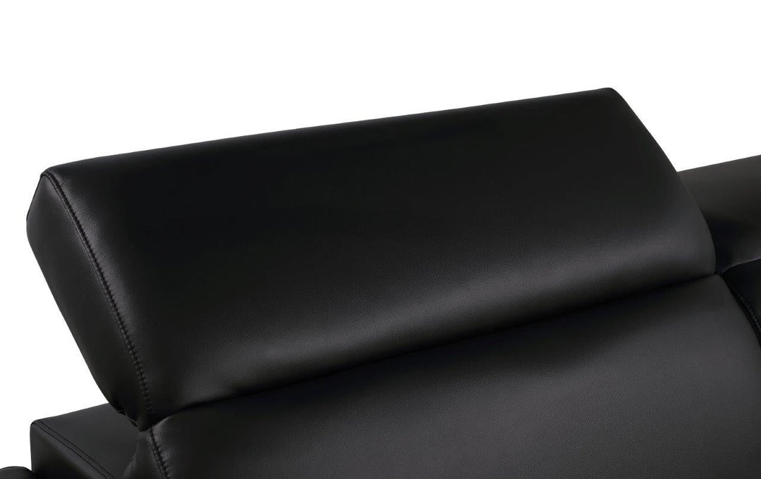 89" Black Leather Sofa With Silver Legs Image 8