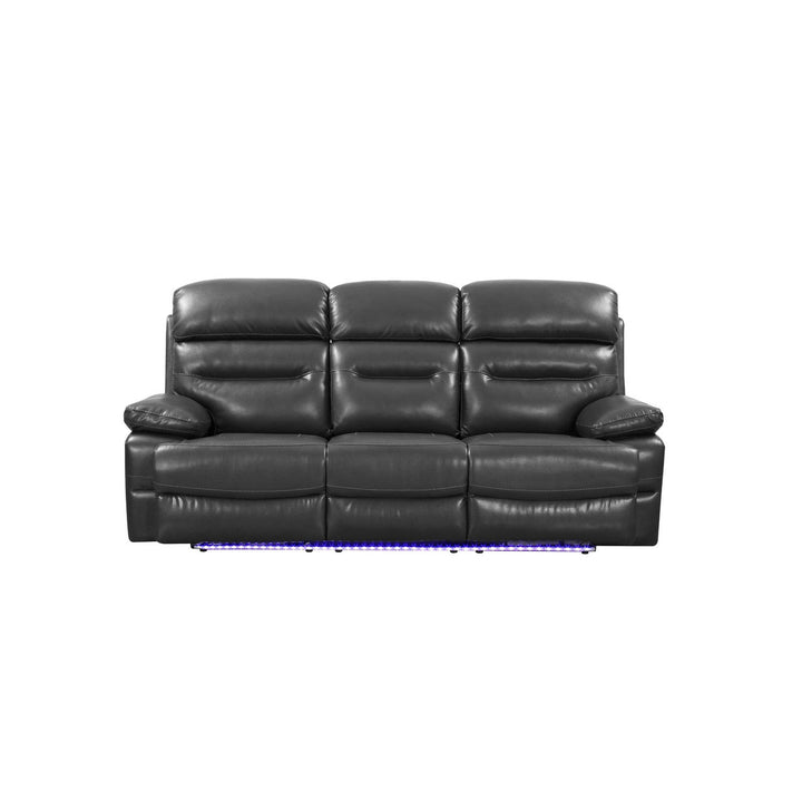 89" Gray Faux Leather USB Sofa With Black Legs Image 1