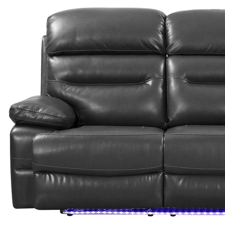 89" Gray Faux Leather USB Sofa With Black Legs Image 7