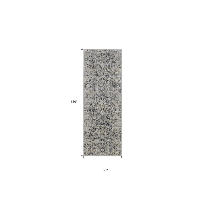 2 X 3 Ivory Gray And Taupe Abstract Power Loom Distressed Area Rug With Fringe Image 12