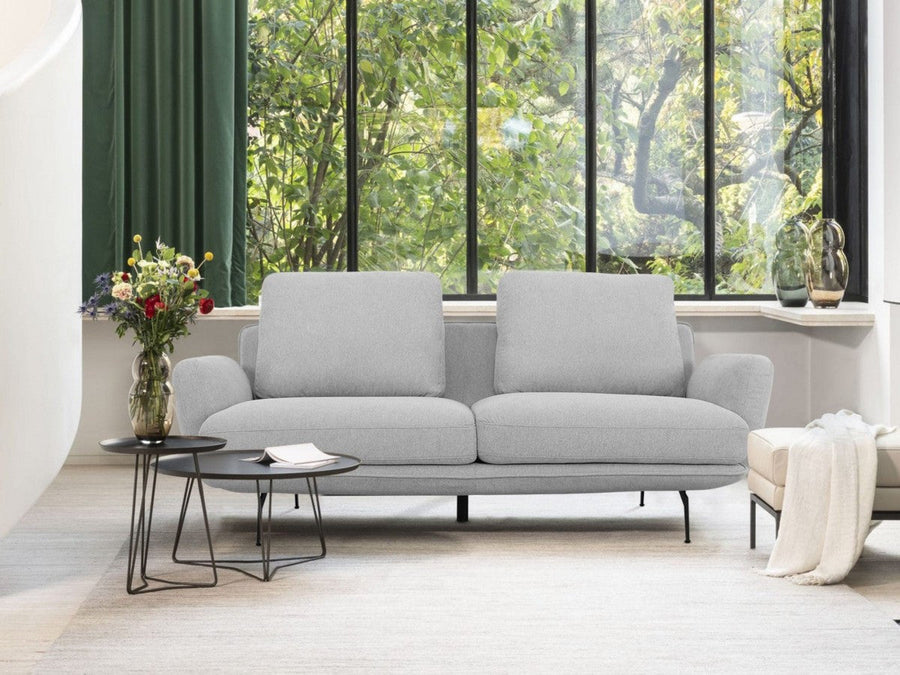 89" Light Gray Sofa With Black Legs Image 1