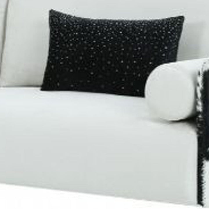 89" White Sofa And Toss Pillows With Silver Legs Image 4