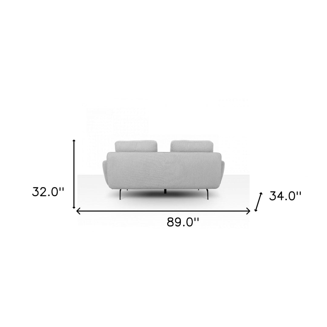 89" Light Gray Sofa With Black Legs Image 7