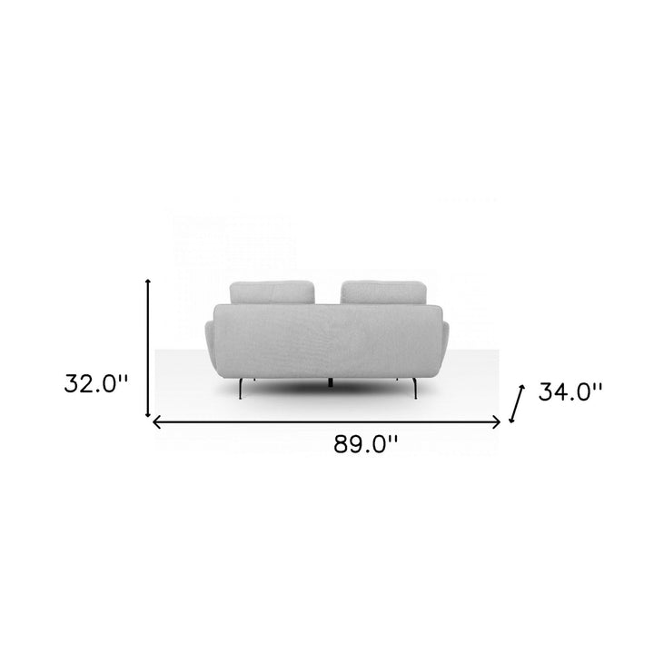 89" Light Gray Sofa With Black Legs Image 7