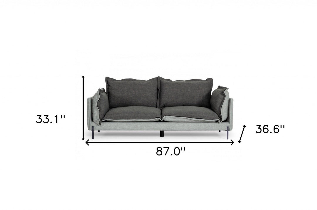 87" Dark Gray Polyester Blend Sofa With Silver Legs Image 7