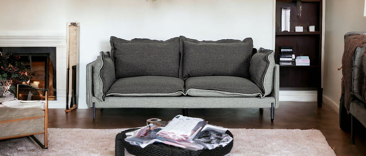 87" Dark Gray Polyester Blend Sofa With Silver Legs Image 8