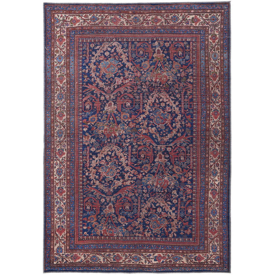 8 X 10 Red Blue And Tan Floral Power Loom Area Rug Image 12