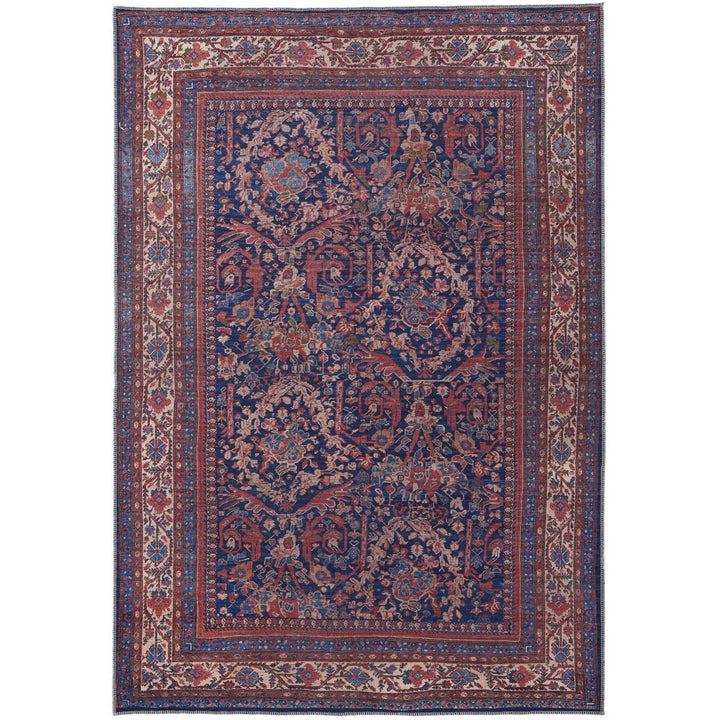 8 X 10 Red Blue And Tan Floral Power Loom Area Rug Image 12