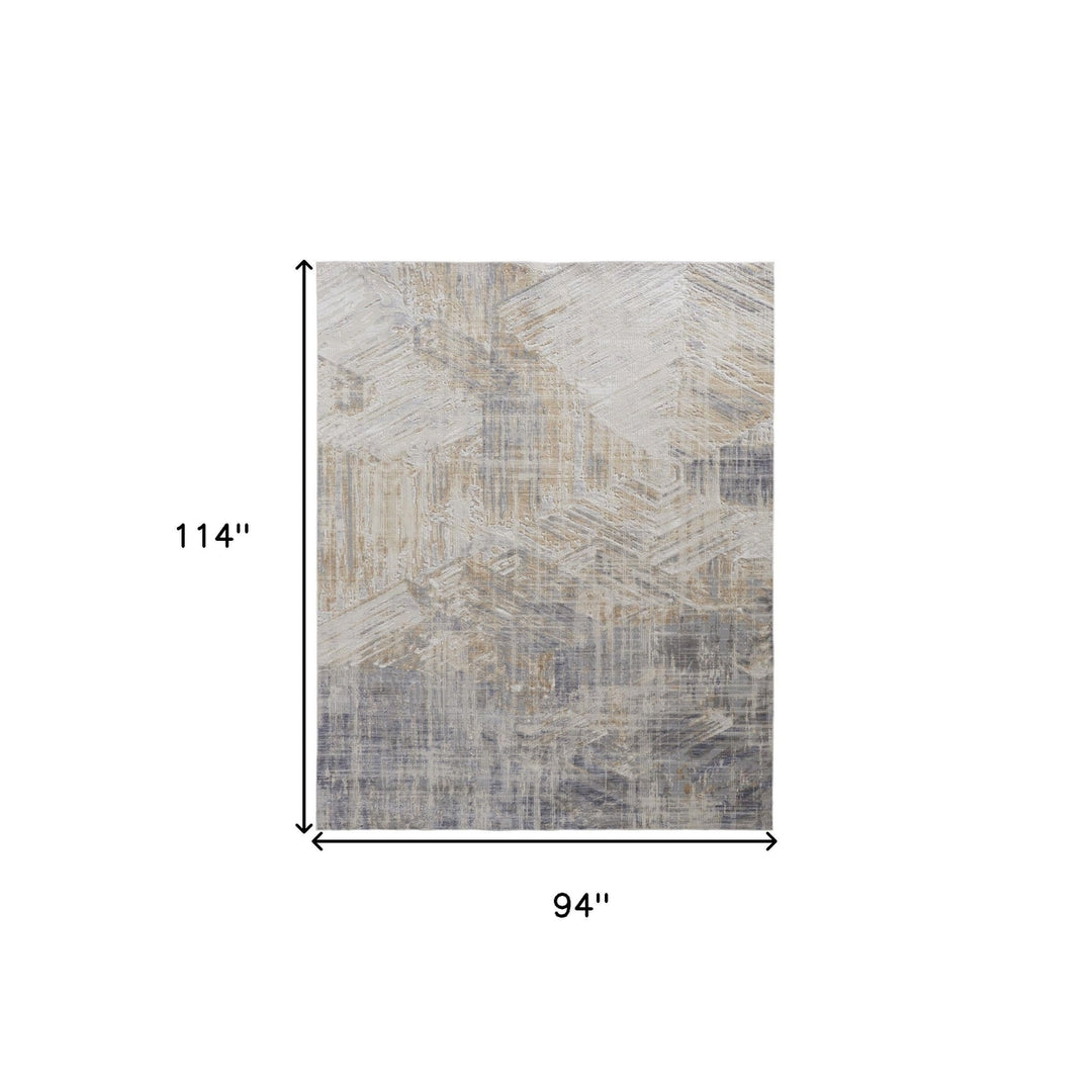 12 Tan Ivory And Gray Abstract Power Loom Distressed Runner Rug Image 3