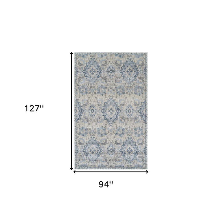 8 x 11 Blue Oriental Area Rug Image 11