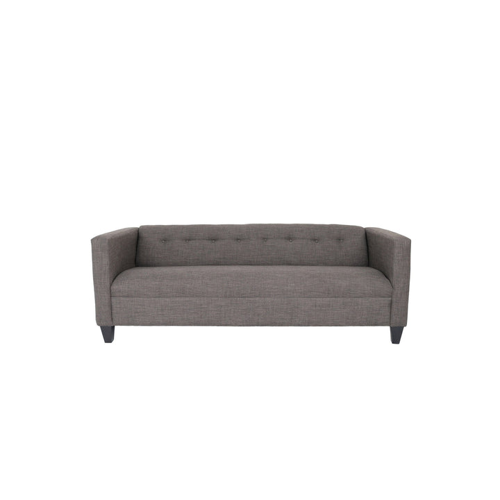 80" Charcoal Polyester Sofa With Black Legs Image 1