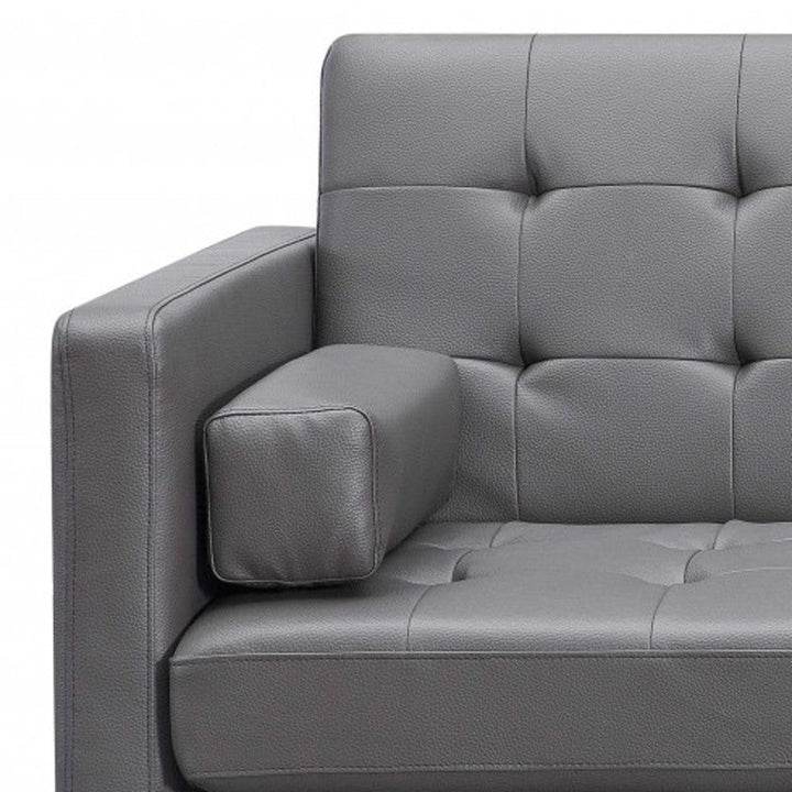 80" Gray Faux Leather Sofa With Silver Legs Image 7