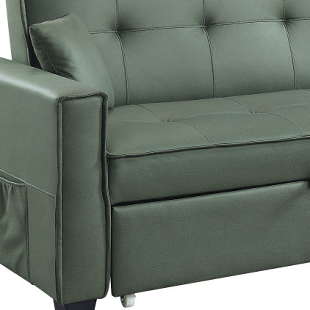 82" Green Velvet Sleeper Sofa And Toss Pillows With Black Legs Image 3