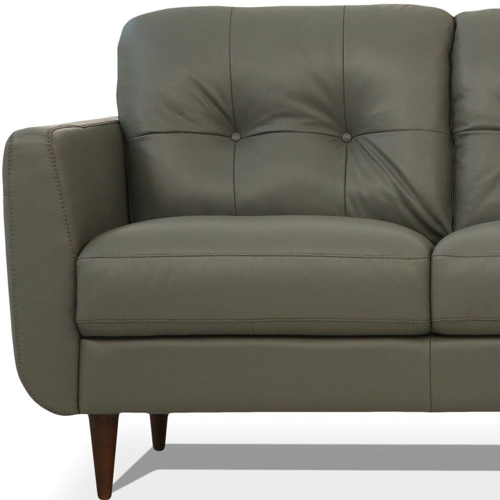 83" Green Leather Sofa With Black Legs Image 3