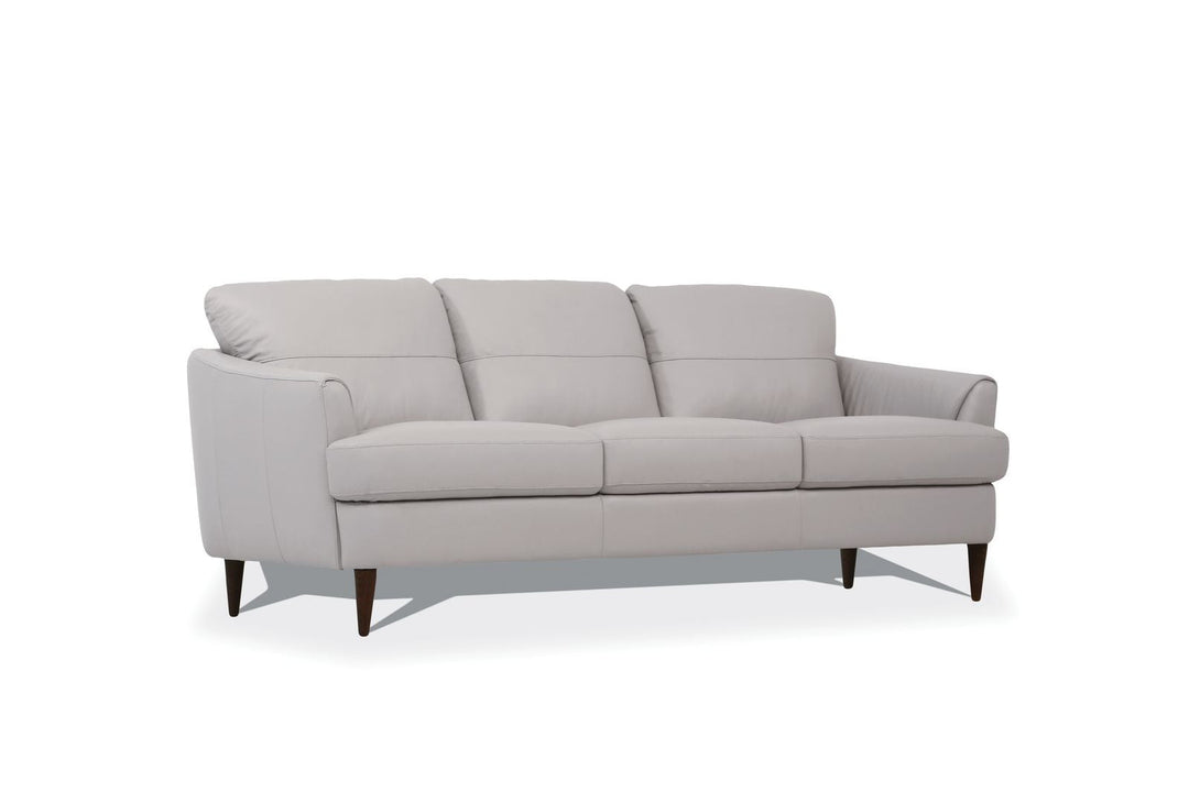 83" Pearl Leather Sofa With Black Legs Image 1