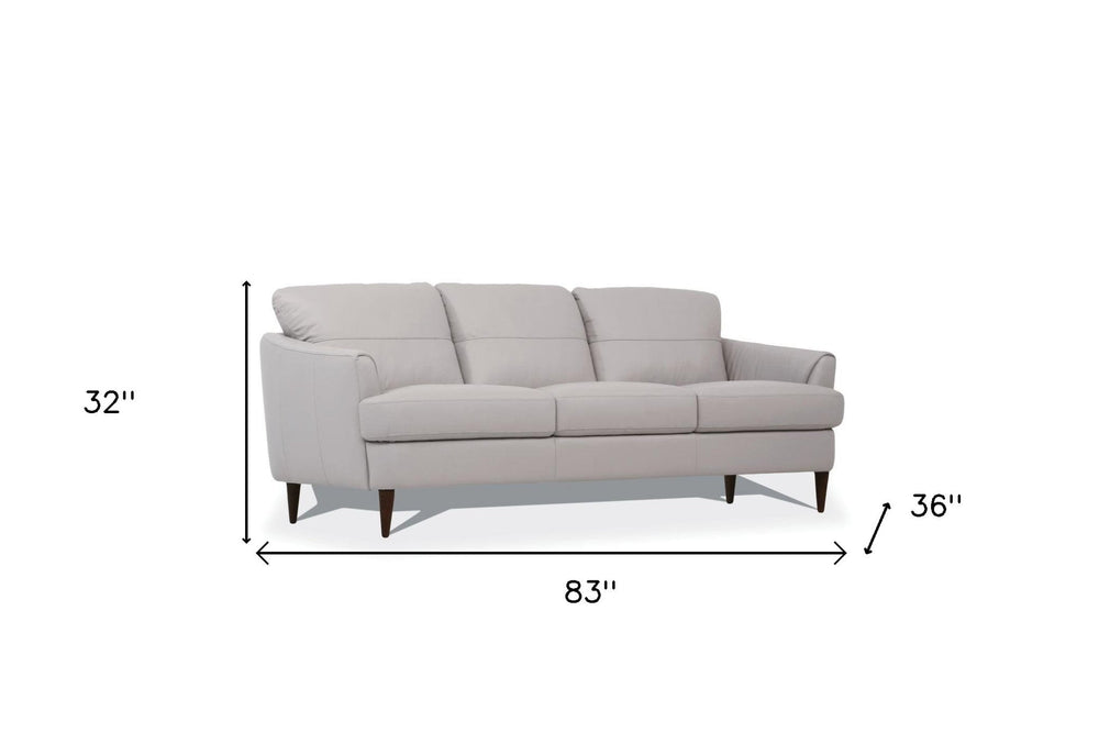 83" Pearl Leather Sofa With Black Legs Image 2