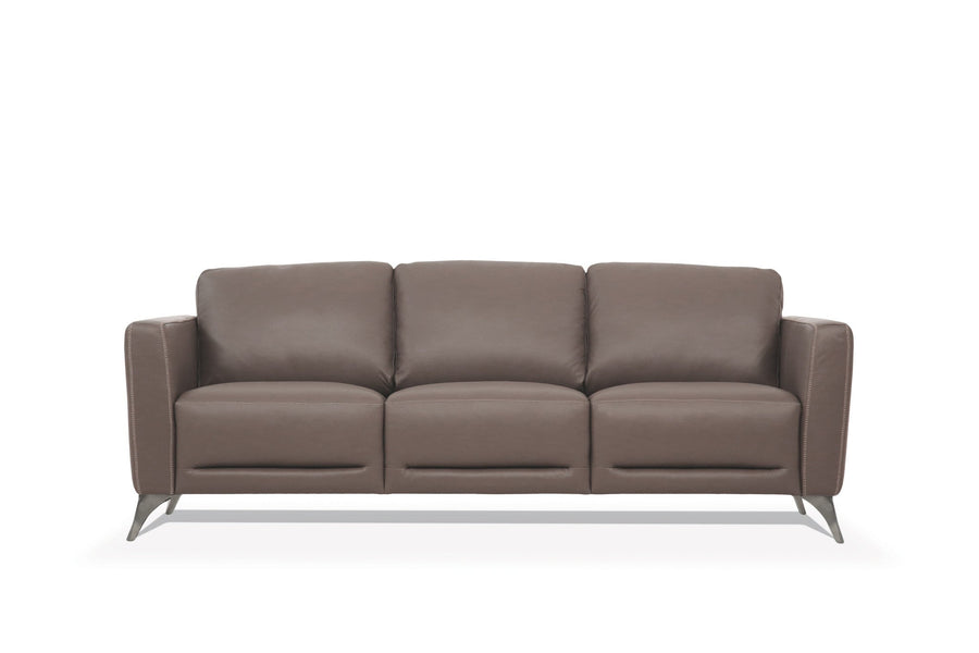 83" Taupe Leather Sofa With Black Legs Image 1