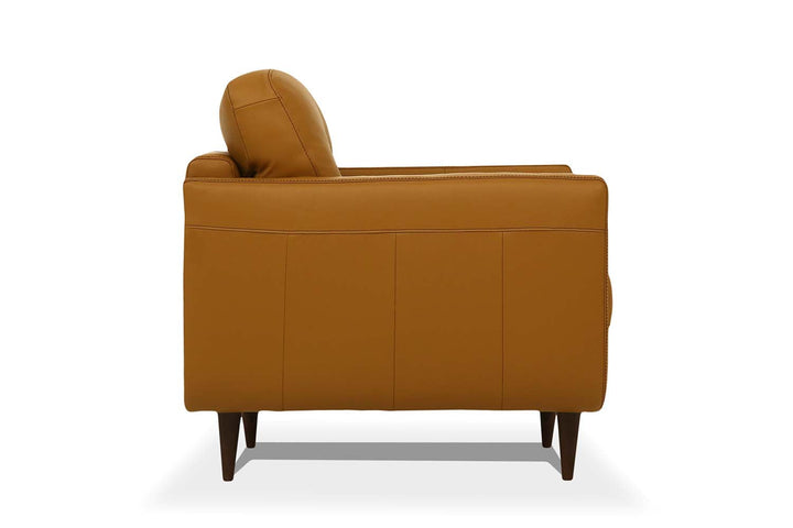 83" Orange Leather Sofa With Black Legs Image 4