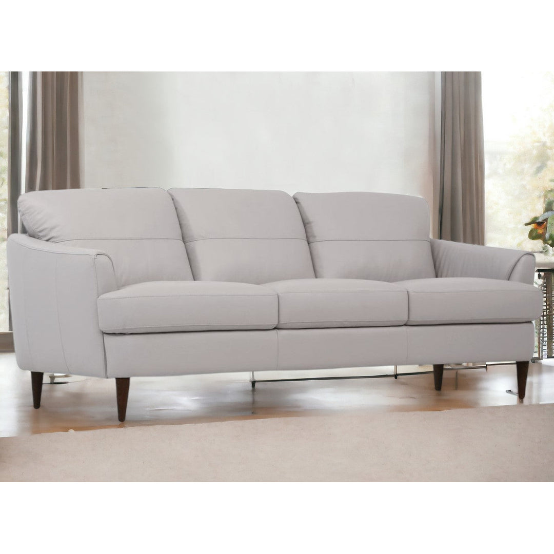 83" Pearl Leather Sofa With Black Legs Image 5