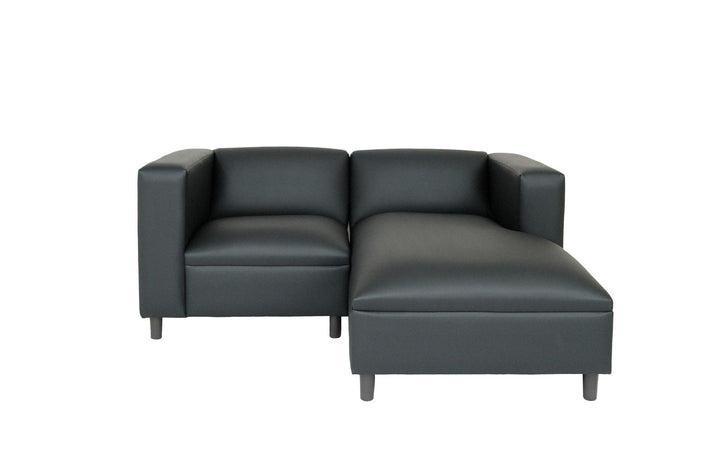 84" Black Faux Leather Sofa Chaise Image 1