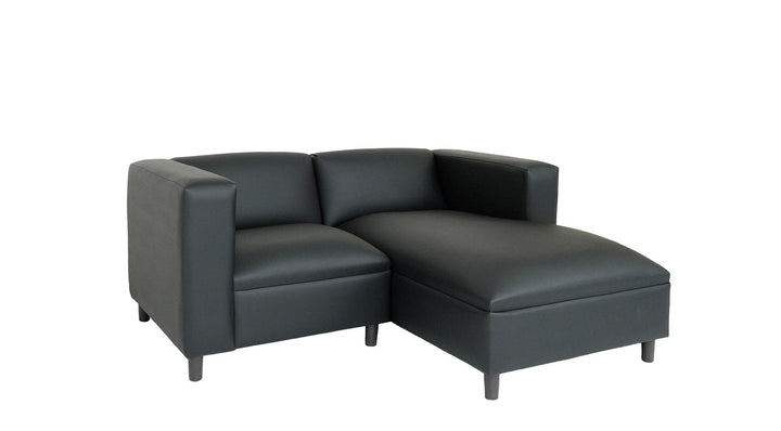 84" Black Faux Leather Sofa Chaise Image 2