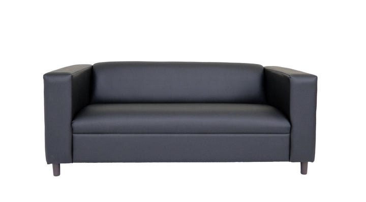 84" Black Faux Leather Sofa Image 1