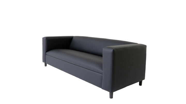 84" Black Faux Leather Sofa Image 2