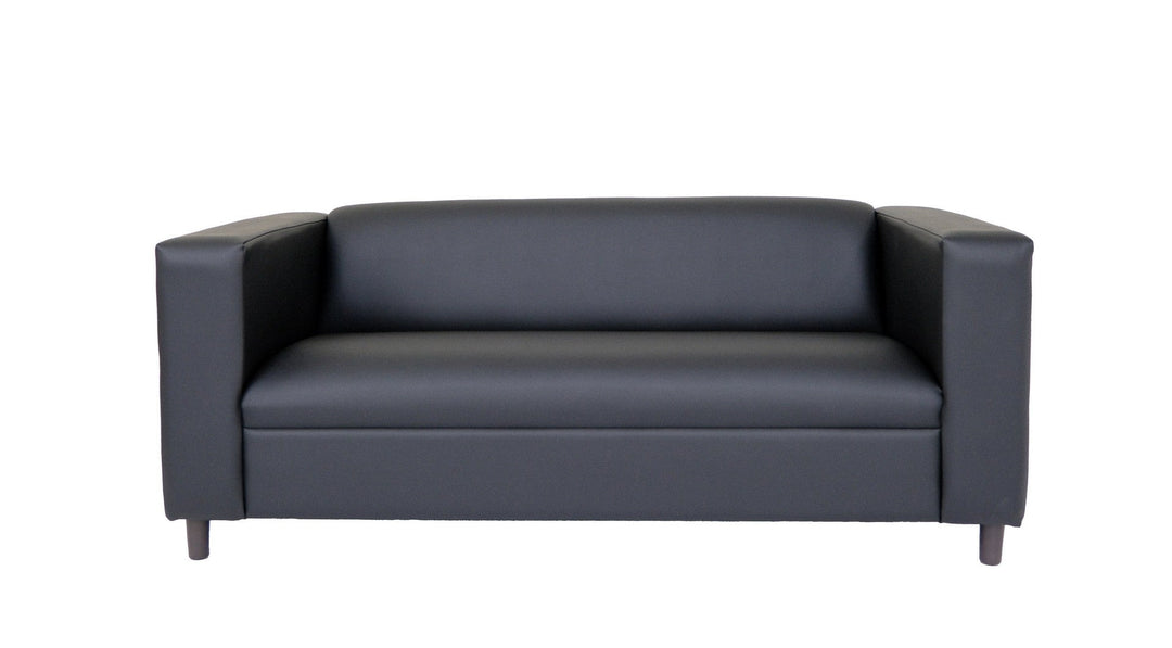 84" Black Faux Leather Sofa Image 3