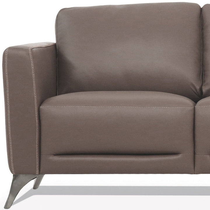 83" Taupe Leather Sofa With Black Legs Image 4