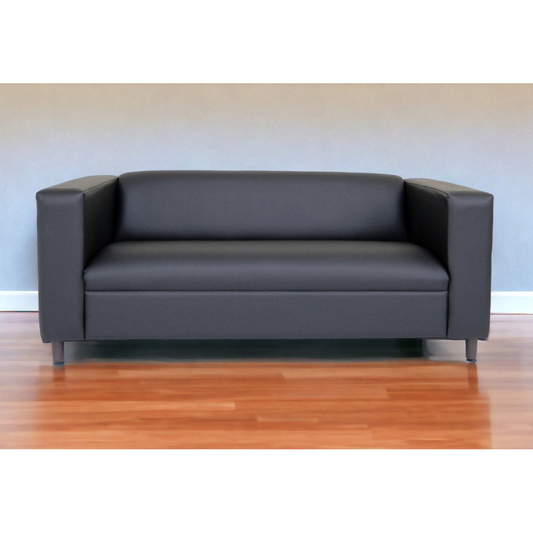 84" Black Faux Leather Sofa Image 5