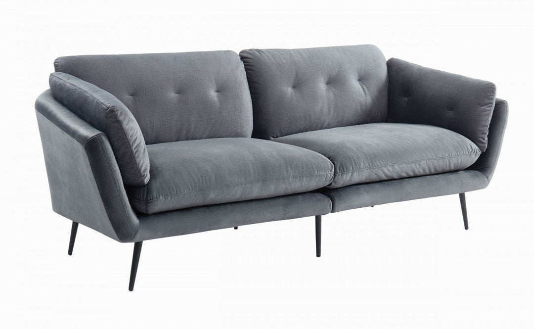 84" Dark Gray Sofa With Black Legs Image 1