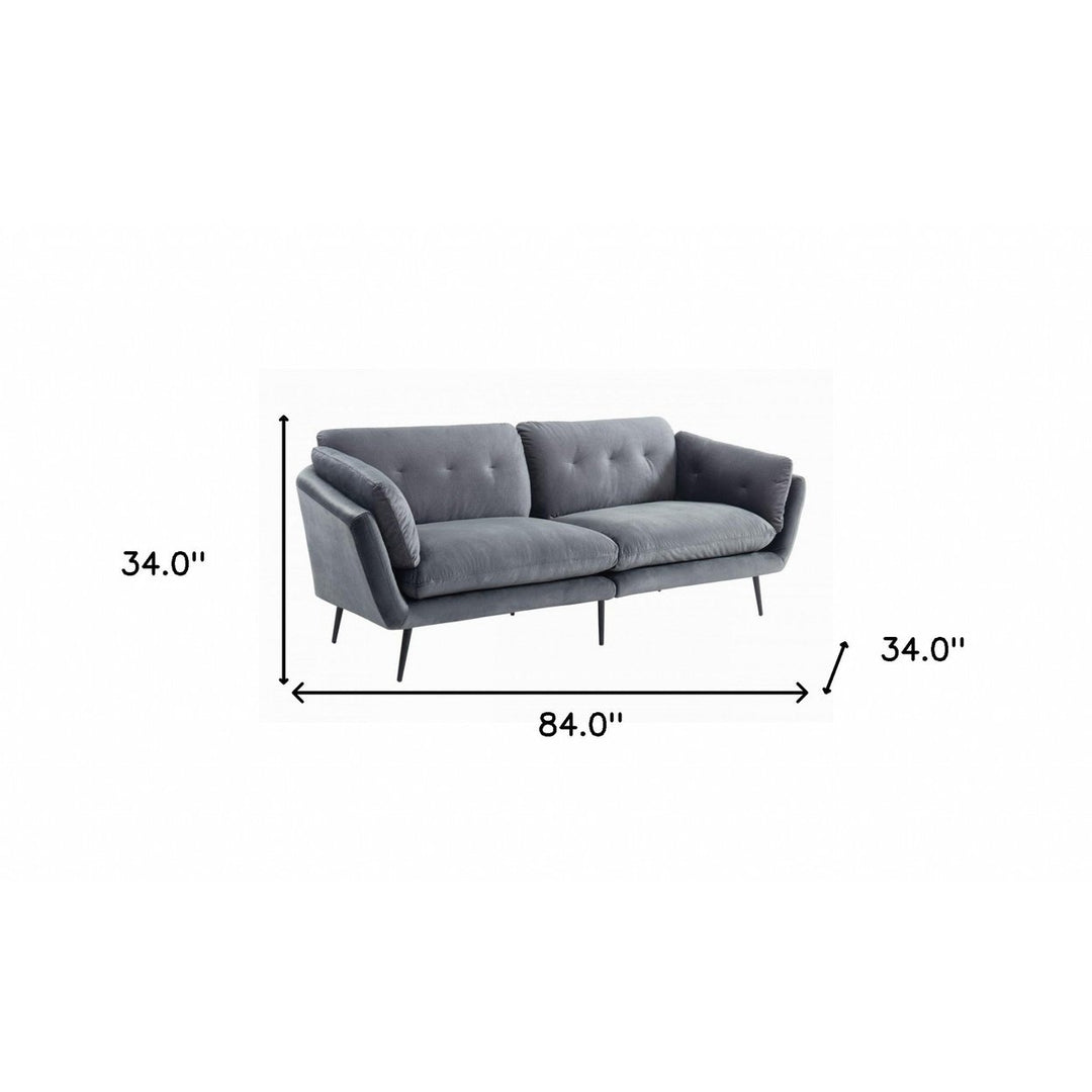 84" Dark Gray Sofa With Black Legs Image 7