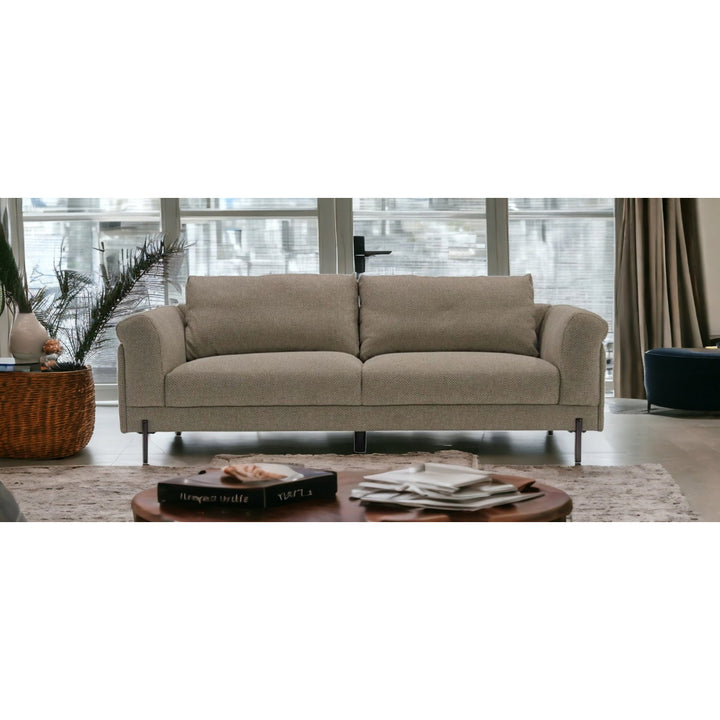 84" Beige Sofa With Black Legs Image 9