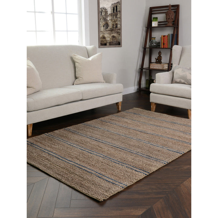 9 X 12 Gray Striped Hand Woven Area Rug Image 4