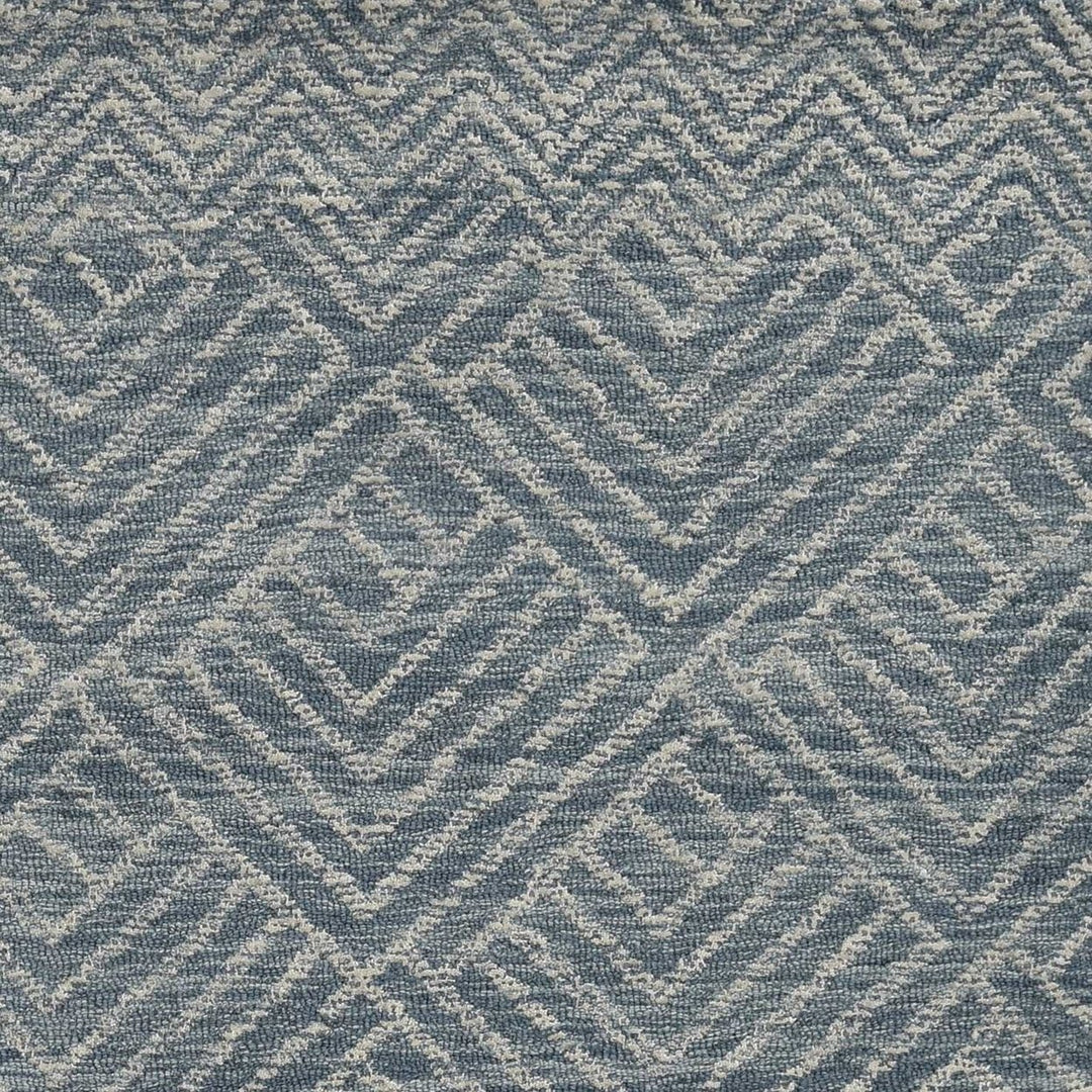 5X7 Denim Blue Hand Tufted Space Dyed Geometric Indoor Area Rug Image 1