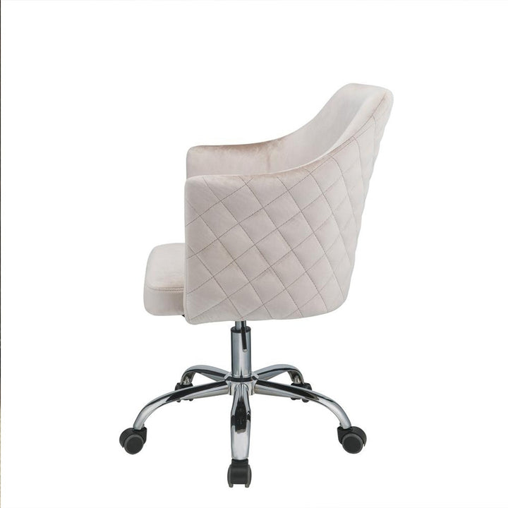 Champagne Fabric Seat Swivel Adjustable Task Chair Fabric Back Steel Frame Image 1