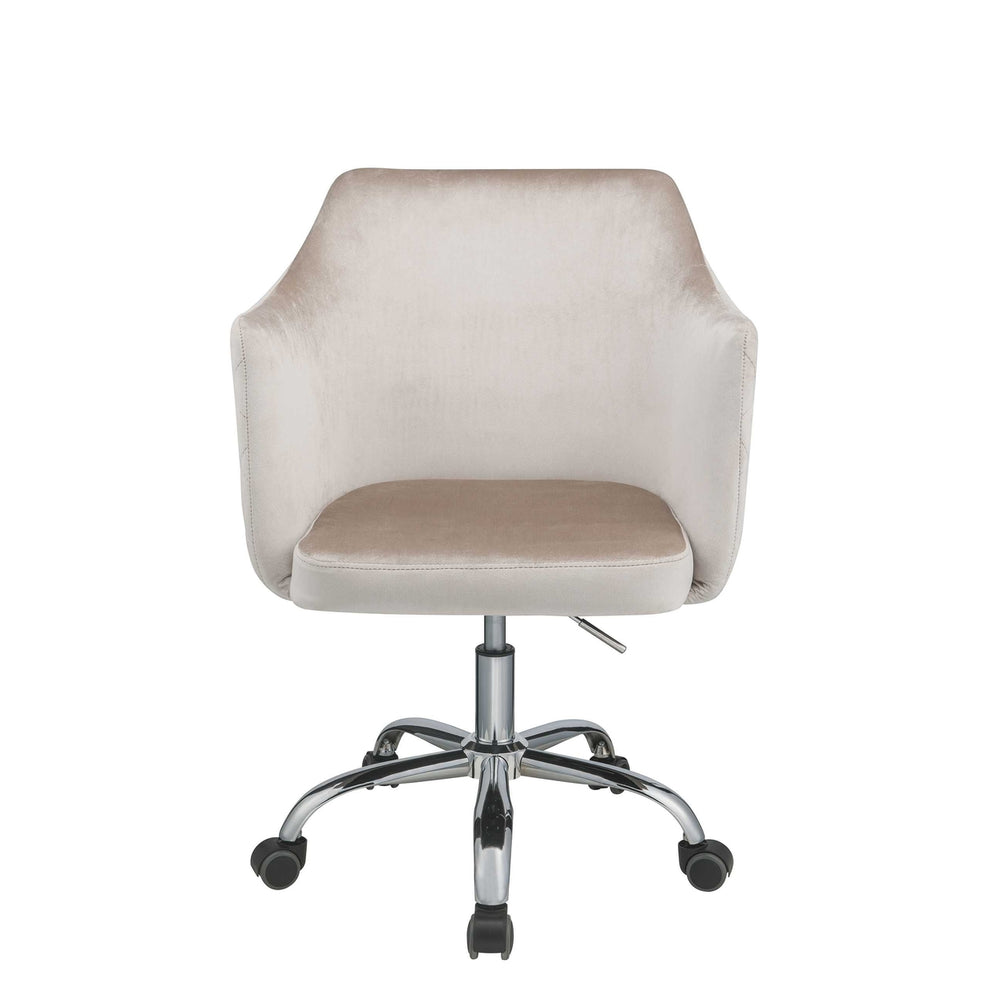 Champagne Fabric Seat Swivel Adjustable Task Chair Fabric Back Steel Frame Image 2