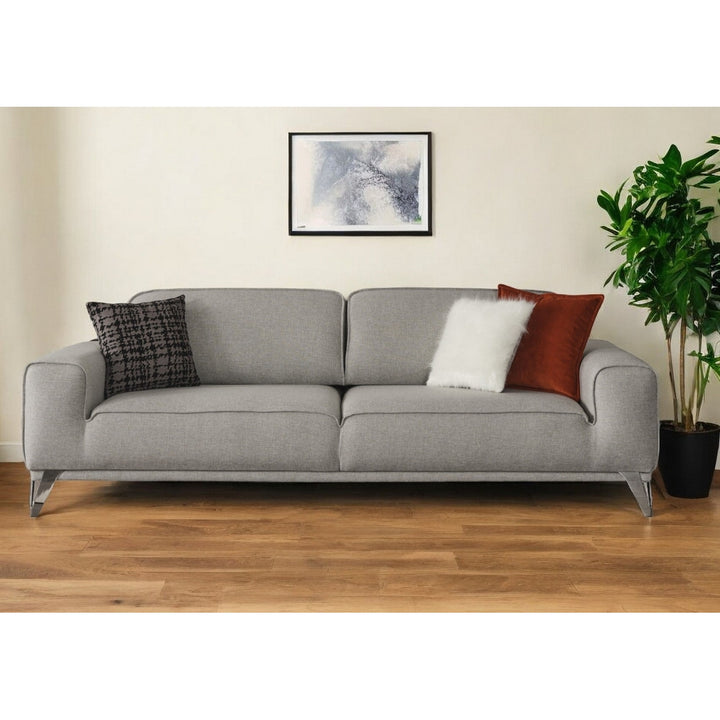 90" Linen Linen Sleeper Sofa And Toss Pillows With Silver Legs Image 6