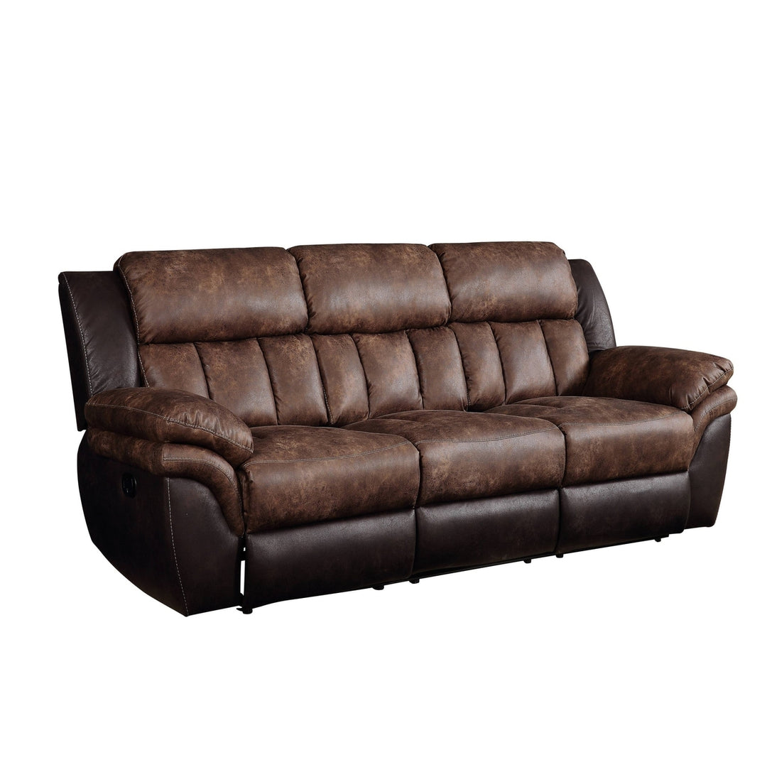 91" Espresso Microfiber Reclining Sofa With Black Legs Image 1