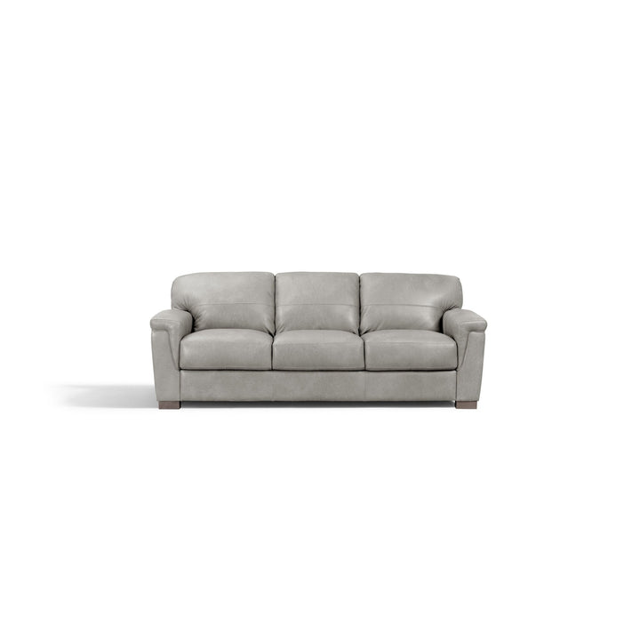 91" Gray Leather Sofa With Black Legs Image 1