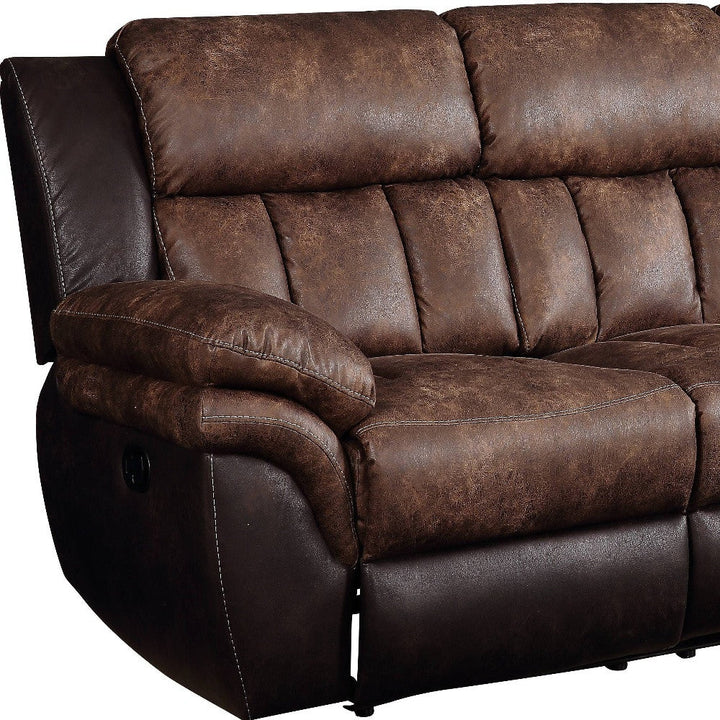 91" Espresso Microfiber Reclining Sofa With Black Legs Image 3