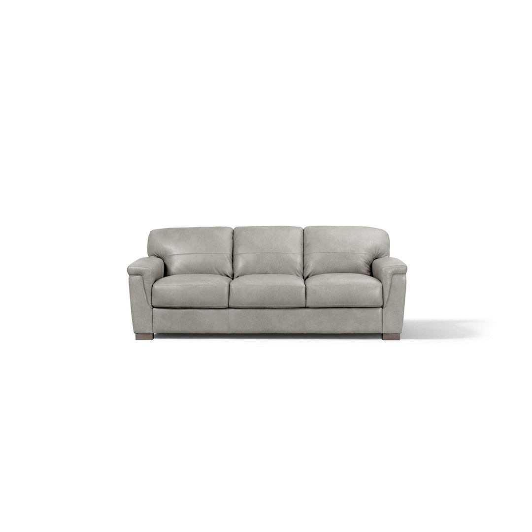 91" Gray Leather Sofa With Black Legs Image 4