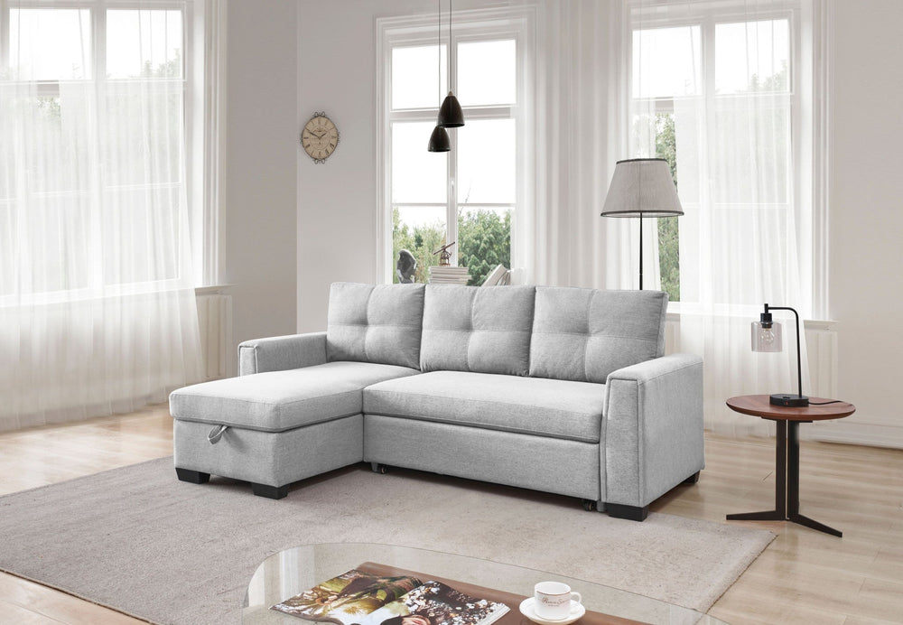 92" Light Gray Polyester Blend Convertible Futon Sleeper Sofa With Black Legs Image 2