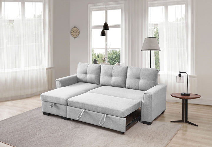 92" Light Gray Polyester Blend Convertible Futon Sleeper Sofa With Black Legs Image 3