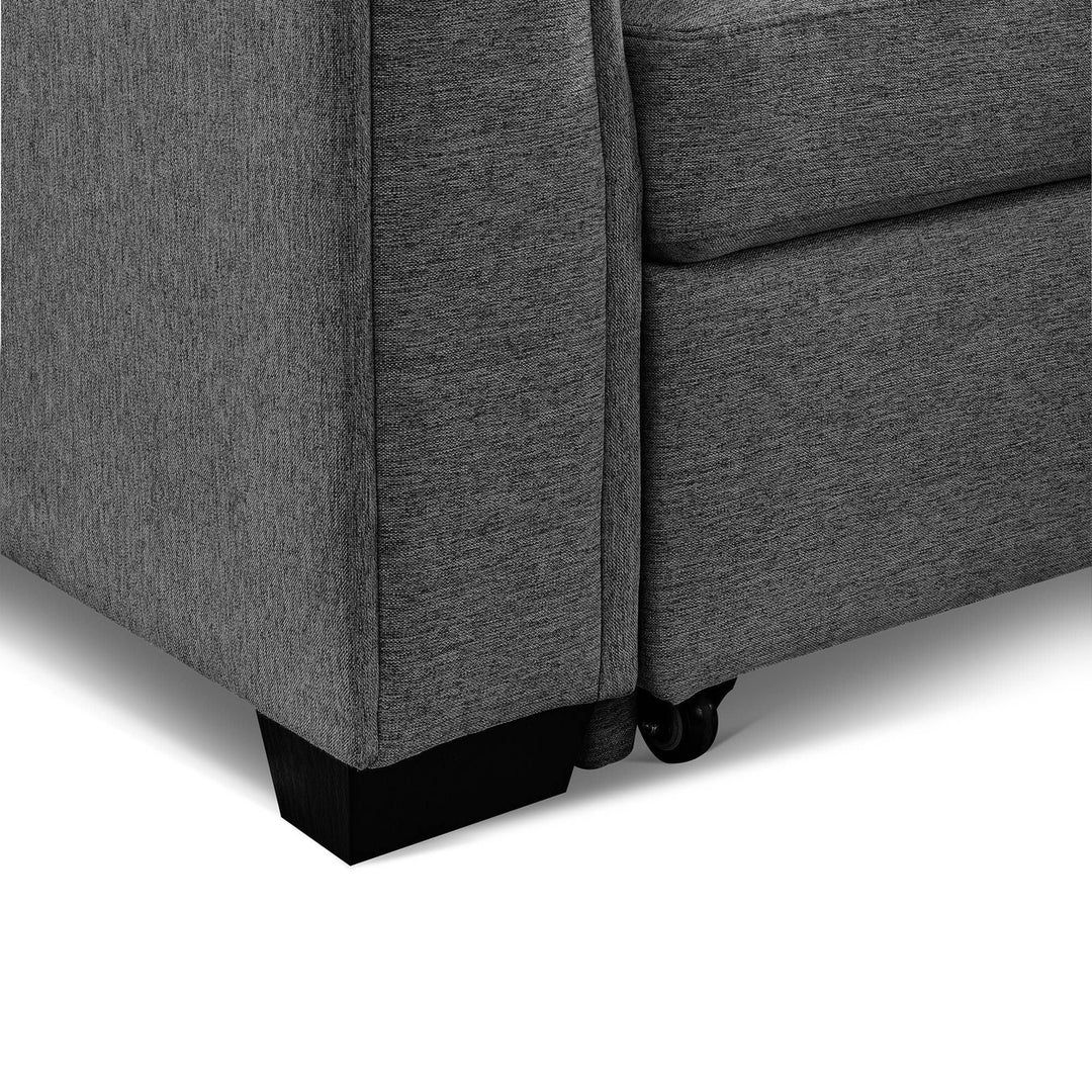 92" Dark Gray Polyester Blend Convertible Futon Sleeper Sofa With Black Legs Image 2