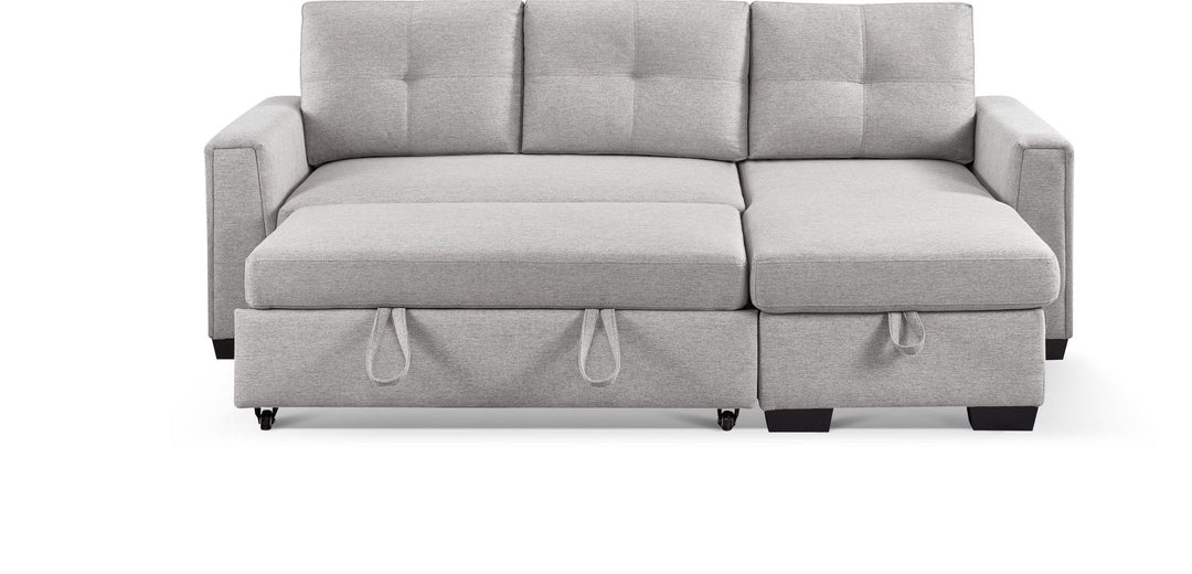 92" Light Gray Polyester Blend Convertible Futon Sleeper Sofa With Black Legs Image 5