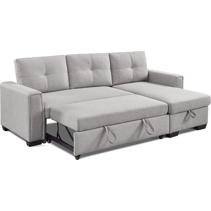 92" Light Gray Polyester Blend Convertible Futon Sleeper Sofa With Black Legs Image 7